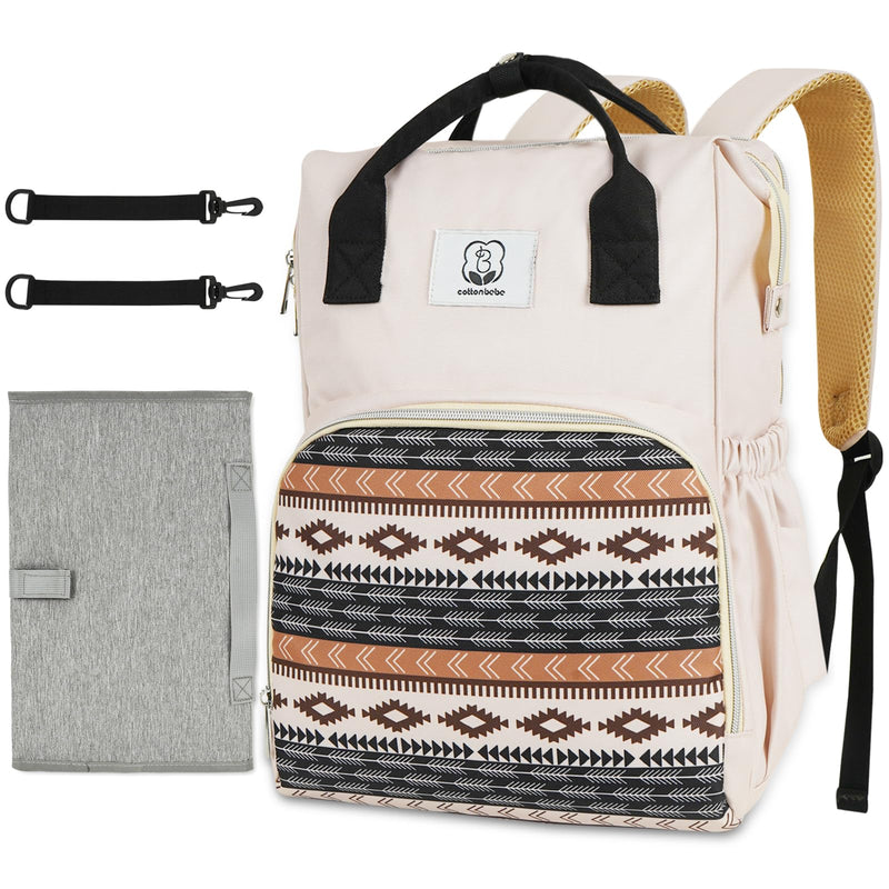 COTTONBEBE Western Diaper Bag with Changing Pad, Large Baby Bags Backpack with Stroller Straps & Insulated Pockets, Multifunction Waterproof Travel Diapers Back pack for Women & Man, Boho