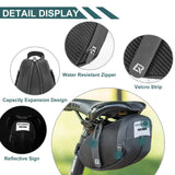 ROCKBROS Bike Saddle Bag, Bike Bag Under Seat, Strap-on Cycling Wedge Pack, Bike Seat Storage Bag for Mountain Road Bikes, 0.75L