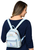 Loungefly Eeyore Mini Backpack Handbag Floral Print Double Strap Shoulder Bag (Blue, Eeyore)