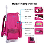 Tilami Rolling Backpack 18 inch Double Handle Wheeled Boys Girls Travel School Children Luggage Toddler Trip, Deep Pink