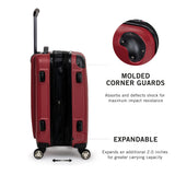 Kenneth Cole REACTION Renegade Luggage Expandable 8-Wheel Spinner Lightweight Hardside Suitcase, Scarlet Red, 20-Inch Carry On