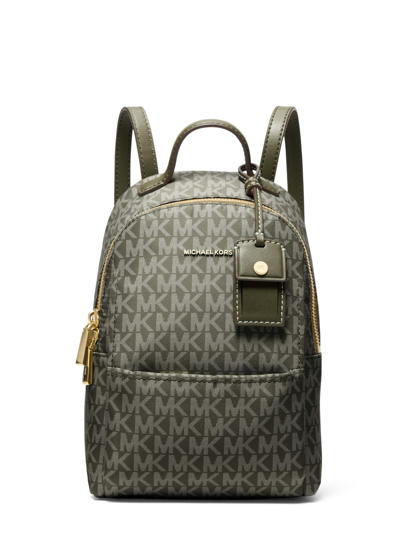 Michael Kors Sable Extra Small Covertible Messenger Backpack, Gold-Tone Hardware/Tonal MK Signature Nylon/Ivy
