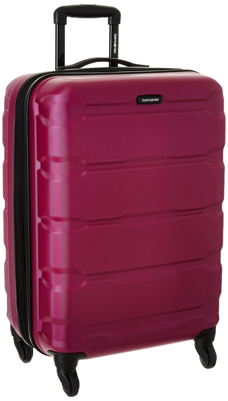 Samsonite Omni PC Hardside Expandable Luggage with Spinner Wheels, Radiant Pink, Checked-Medium 24-Inch