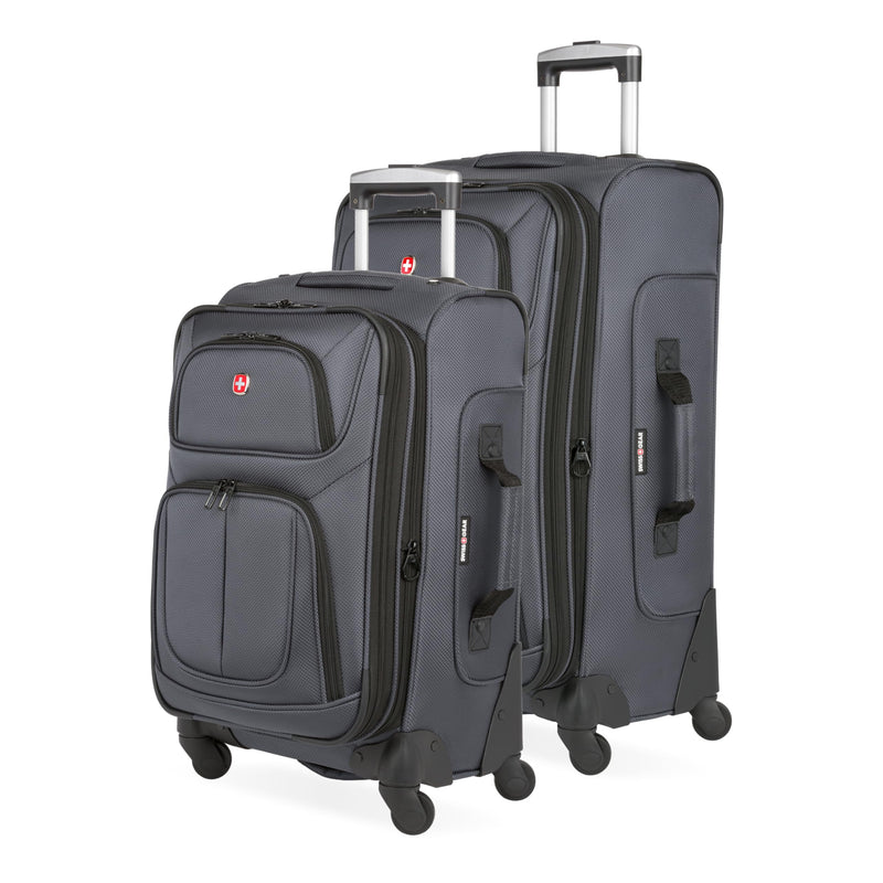 SWISSGEAR Sion Softside Expandable Spinner Luggage Durable Lightweight Travel Suitcase, Dark Grey, 2-Piece Set (21/25)