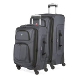 SWISSGEAR Sion Softside Expandable Spinner Luggage Durable Lightweight Travel Suitcase, Dark Grey, 2-Piece Set (21/25)