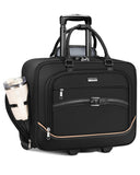 Ytonet Rolling Laptop Bag, 17.3 In Rolling Briefcase for Men Women with Accordion File Pockets, Anti Theft Laptop Bag with Wheels, Professional Roller Underseat Bag for Travel Work Teacher, Black