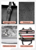 MATEIN Laptop Tote Bag with Insulated Lunch Compartment, 15.6 Inch PU Leather Briefcase with Leakproof Lunch Box Pocket for Women, Convertible Lightweight Computer Work Bag Handbag for Office, Black