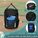 Smasrob Baseball Coaches Bag Fits 6 Gallon Ball Bucket, Baseball Bucket Bag with Backpack and Shoulder Straps, Black