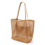 KALIDI Beach Mesh Tote Bag, Casual Tote Grocery Bag Hobo Women Foldable MAX 23L Shoulder Bag For Beach Picnic Vacation