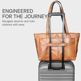 Real Leather Laptop Bag for Women - Leather Tote fits 13 Inch - Work Tote with Luggage Sleeve - Work Bags for Women