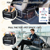 Lekereise Top-Expandable Pet Carrier 17x11x9.5 Inch Alaska Hawaiian Airline Approved Soft Sided Underseat to 12lbs Travel Carriers for Small Cats and Dogs with Locking Safety Zippers Anti-Scratch Mesh