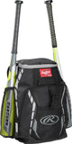 Rawlings | R400 Backpack Equipment Bag | Black (16" H x 12" L x 7.5" D )