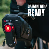 KOM Cycling Saddle Bag - Bike Saddle Bag to Carry Multi-Tool, Tube, Tire Levers, Securely Under Bike Seat featuring for Garmin Varia Mount, ATOP Lacing Dial, and Inner Pocket for Apple AirTag.