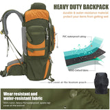 Bseash 70L (65+5) Waterproof Hiking Camping Backpack with Rain Cover, Outdoor Sport Travel Daypack for Climbing Touring (Army Green)