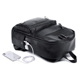 weiatas Black Leather Laptop Backpack for Men Women Work Travel, College School Backpack Casual Daypack fits 15.6 Inch