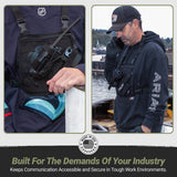 Lone Peak US Made Radio Chest Rig Harness w/phone holster -Sling Bag Alternative Search and Rescue Shoulder Vest - Outdoor EDC Tactical bag for men - Radio Chest Pack for running, hunting, Hiking, EMS