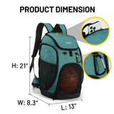 MIER Gym Backpack 40L Basketball Backpack with Ball Compartment & Shoes Storage Multi-Functional Sports Soccer Bag Large Equipment Back Pack Volleyball Backpacks for Men Women, Light Green