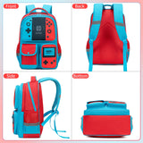 dwgweg Backpack for Boys Bookbag Video Game Bookbag stylish kids travel backpack for boys 6-18, Kids Junior High School Primary School Back pack (Red-blue)