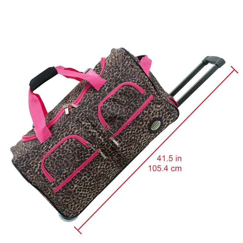 Rockland Rolling Duffel Bag, PINK LEOPARD, 22"