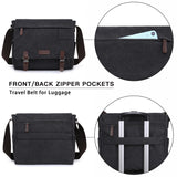 Dasein Large Vintage Canvas Messenger Shoulder Bag, Black, 15in Laptop