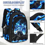 ZHIMEBYE School Backpacks for Boys - 4pcs Gamer Boys Backpacks with Lunch Box Set for Kids Teens Elementary Middle School, 17″ Large Capacity Students Bookbag, Perfect for Travel