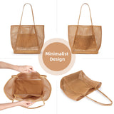 KALIDI Beach Mesh Tote Bag, Casual Tote Grocery Bag Hobo Women Foldable MAX 23L Shoulder Bag For Beach Picnic Vacation