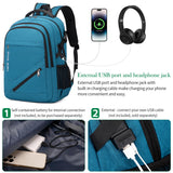 FENGDONG 17.3 inch Large Laptop Backpack Durable Waterproof Travel College Backpack Bookbag for Men & Women Business Backpack with USB Charging Port and Headset Port Light Teal