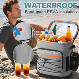 YOUNGOA Large 52cans Cooler Backpack, Insulated, Waterproof, Leak Proof, 30L Large Capacity (Grey)