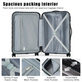 Coolife Luggage Suitcase Carry-on Spinner TSA Lock USB Port Expandable (only 28’’) Lightweight Hardside Luggage (Gray, S(20in_carry on))
