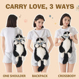 Krifey Stuffed Animals Backpack, Cute Cat plush Backpack, Realistic Animal Handcrafted Daypack with Adjustable Straps, Birthday Gifts for Women, Tuxedo Cat