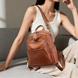 BOYATU Genuine Leather Backpack Purse for Women: Anti Theft Convertible Soft Backpacks - Elegant Womens Travel Backpack (01 Medium-Caramel Brown)