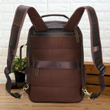 Masa Kawa Leather 15.6" Laptop Backpack for Men Convertible Briefcase Backpacks Expandable Vintage Business Work Travel Rucksack Daypack, Brown