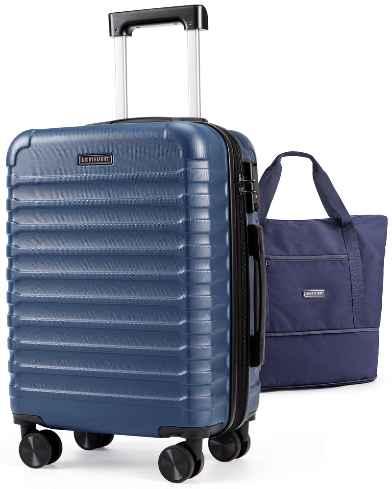 LIGHT FLIGHT Luggage Sets, Carry On Luggage 22x14x9 Airline Approved, Carry On Travel Bag Suitcases with Wheels, Expandable Hardside Lightweight Rolling with TSA Lock 2-Piece Set (DB/20),Royal Blue