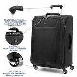 Travelpro Maxlite 5 Softside Expandable Luggage with 4 Spinner Wheels, Lightweight Suitcase, Men and Women, Black, Checked-Medium 25-Inch