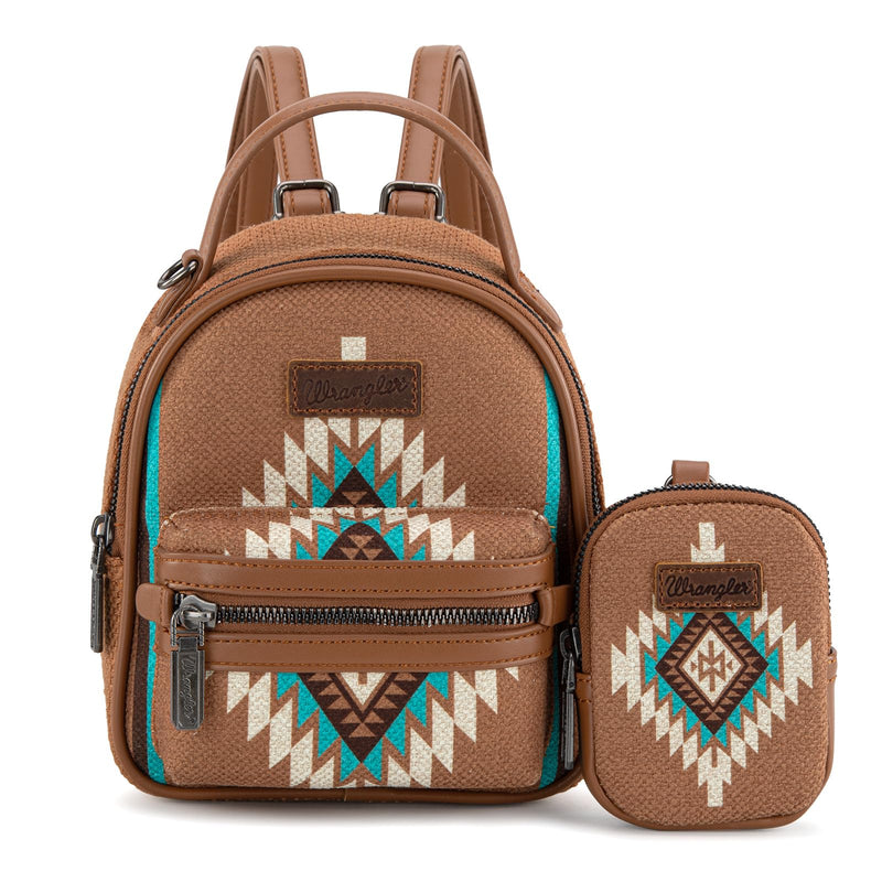Montana West Wrangler Western Mini Backpack Purse Aztec Back Pack Bookbag for Girls Women with Coin Purse