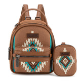 Montana West Wrangler Western Mini Backpack Purse Aztec Back Pack Bookbag for Girls Women with Coin Purse