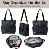 Baggallini Carryall Daily Tote Bag - 11.5" x12.5” Lightweight Nylon Travel Beach Bag Personal Item w/Luggage Sleeve