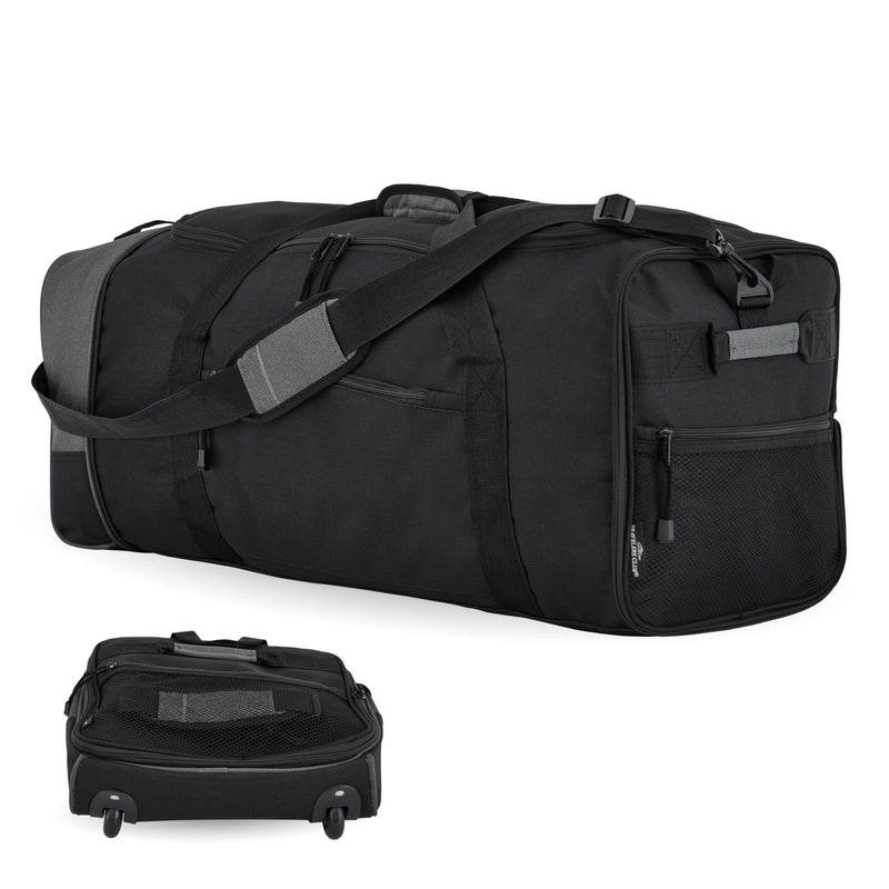 Travelers Club Polo & Racquet Club 32 Inch Collapsible, Black/gray Travel Duffel, One Size, 6 Pieces