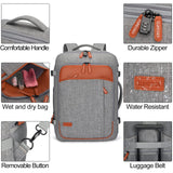 Lumesner Carry on Travel Backpacks, Extra Large 40L Flight Approved Bag for Men & Women,Expandable Suitcase Backpack With 4 Packing Cubes,Water Resistant Luggage Daypack Business Weekender Bag, Grey