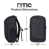 RTIC Road Trip Backpack Bag for Hiking, Travel, Computer, Business, Work, Commuting, Men, Women, Adults, Large, with Laptop Sleeve, Black