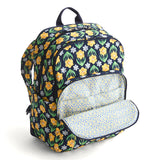 Vera Bradley Women's Premium Cotton Large Bancroft Backpack, Daffodils, One Size