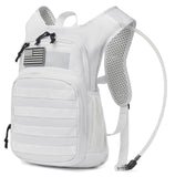 wotony Hydration Backpack with Water Bladder for Hiking Tactical Hydration Pack for Men Women Molle Water Backpack for Hiking (White, 2L-Bladder)