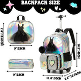 Meetbelify Rolling Backpack for Girls Backpack with Wheels for Elementary Student Kids Carry on Bag with Lunch Box Pencil Case for Girls Ages 6-8 Years Old