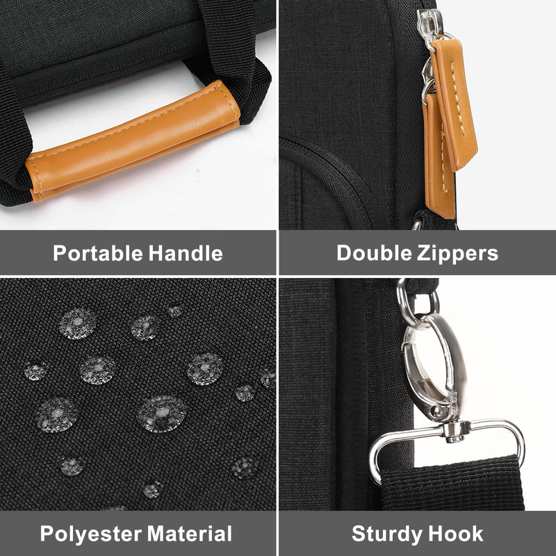 MOSISO 360 Protective Laptop Bag, 15.6 inch Vertical Computer Bag Compatible with MacBook Pro 16 inch, HP, Dell, Lenovo, Asus Notebook with Shoulder Strap & Front Raised & Vertical Pockets, Black