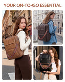 SYTRAH Leather Laptop Backpack, 15.6 Inch Business Computer Bag, Designer College Backpack Travel Backpack with Colorful Shoulder Bag Strap Green