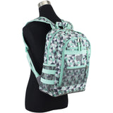 Eastsport Travel College Laptop Lunch Backpack Bookbag, Reusable Insulated Food Snack Cooler Lunchbox Set, for Work, Outdoor, Turquoise Diamonds Geometric Pastel Print