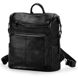 VASCHY Backpack Purse for Women,Vegan Fashion Leather Medium Convertible Ladies Backpack Shoulder Bag for Travel/Work/Diaper Black