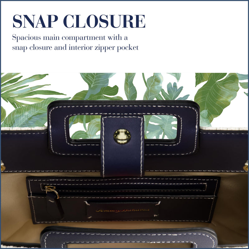 Tommy Bahama Tote Bag, Women's Casual Everyday Shoulder Bag with Modern Woven Design and Adjustable Shoulder Strap, Navy