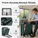 Coolife Carry On Luggage Suitcase : 22x14x9 Airline Approved Travel Luggage with Spinner Wheels, Front Pocket Expandable Hardshell Suitcases with TSA Lock Green