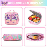 Meetbelify Rolling Backpack for Girls Backpacks with Wheels for Elementary Preschool Students 3 in 1 Carry on Travel Luggage Kids Suitcase with Lunch Box Pencil Case for Girls Age 8-10